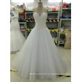 New Bead/Pearl/Rhinestone/Crystal Wedding Dresses with Tulle Train